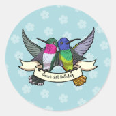 Verjaardagsfeestje Kleurrijke Hummingbirds Cartoon Ronde Sticker (Voorkant)
