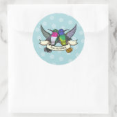 Verjaardagsfeestje Kleurrijke Hummingbirds Cartoon Ronde Sticker (Tas)