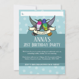 Verjaardagsfeestje Kleurrijke kolibries Uitnodigin Kaart