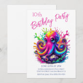 Verjaardagsfeestje- Kleurrijke Octopus in het Wate Kaart (Voorkant / Achterkant)