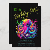 Verjaardagsfeestje - Kleurrijke Octopus Splash Kaart (Voorkant / Achterkant)