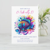 Verjaardagsfeestje- Kleurrijke Vis Kaart (Staand voorkant)