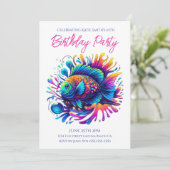 Verjaardagsfeestje- Kleurrijke Vis Kaart (Staand voorkant)