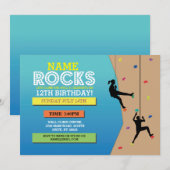 Verjaardagsfeestje Klimmen Klimmuur Uitnodiging Ro (Voorkant / Achterkant)