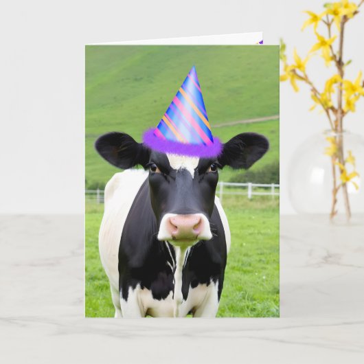 Verjaardagsfeestje Koe in de wei Kaart (Gele Bloem)