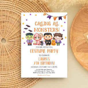 Verjaardagsfeestje 'Kom alle monsters' met Hallowe Kaart