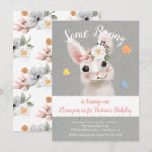 Verjaardagsfeestje konijn kaart (Voorkant / Achterkant)