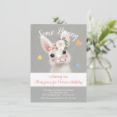 Verjaardagsfeestje konijn kaart (Staand voorkant)