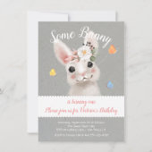 Verjaardagsfeestje konijn kaart (Voorkant)