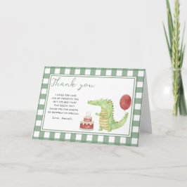 Verjaardagsfeestje krokodil dank je bedankkaart