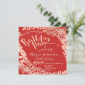 Verjaardagsfeestje  Leafs Krans Rood Roze Rose Gou Kaart (Staand voorkant)