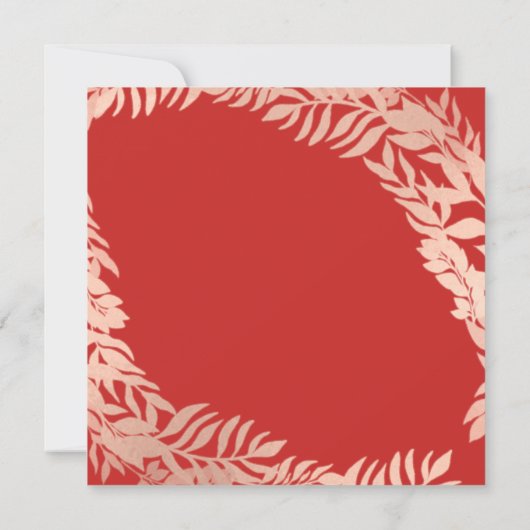 Verjaardagsfeestje  Leafs Krans Rood Roze Rose Gou Kaart (Achterkant)