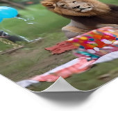 Verjaardagsfeestje Leeuw Fotografie Achtergrond Poster (Hoek)