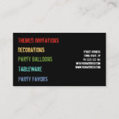 Verjaardagsfeestje levert servies decoratie visitekaartje (Achterkant)