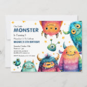 Verjaardagsfeestje Little Monster Mash Cartoon Kin Kaart (Voorkant)