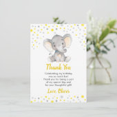Verjaardagsfeestje 'Little Peanut' gele olifant 1  Bedankkaart (Staand voorkant)