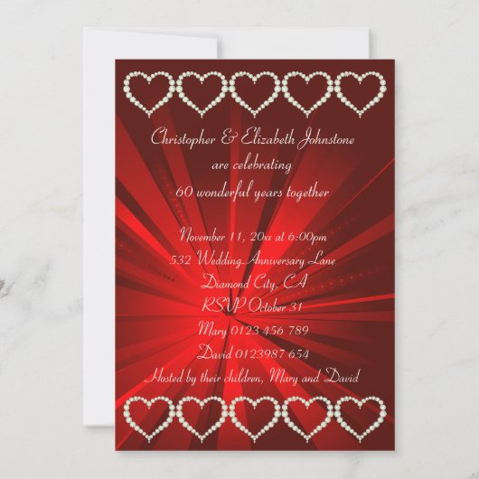 Verjaardagsfeestje Love Heart Diamond Kaart (Achterkant)