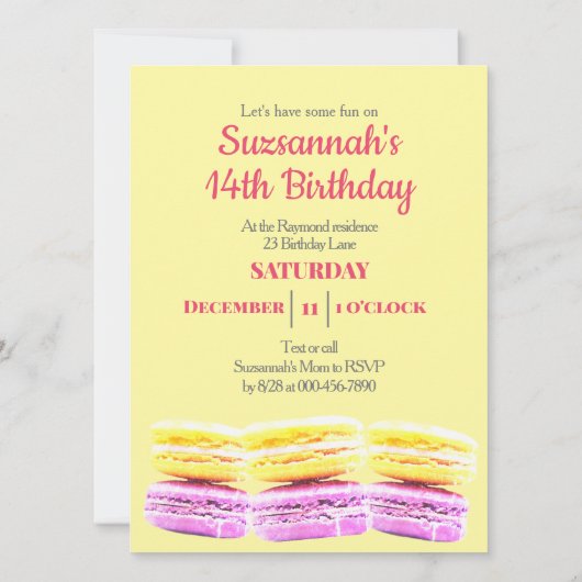 Verjaardagsfeestje Macaron Koekje Op Maat Kaart (Achterkant)