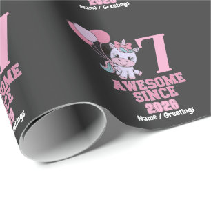 Verjaardagsfeestje Magische 7 Jaren Oude Eenhoorn Cadeaupapier