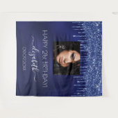 Verjaardagsfeestje marineblauwe glitterspetters fo wandkleed (Voorkant (horizontaal))
