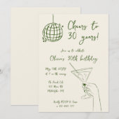 Verjaardagsfeestje Meisje Cocktail Disco uitnodigi Kaart (Voorkant / Achterkant)