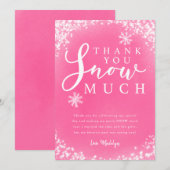 Verjaardagsfeestje meisje dank je sneeuw veel bedankkaart (Voorkant / Achterkant)