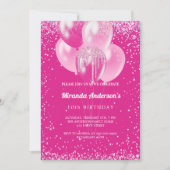 Verjaardagsfeestje meisje heet roze ballonnen conf kaart (Voorkant)