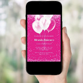 Verjaardagsfeestje meisje hete roze witte ballonne kaart