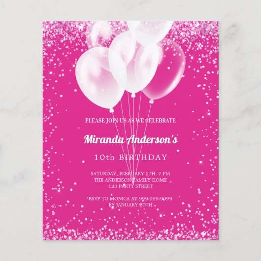 Verjaardagsfeestje meisje roze ballon budget uitno (Voorkant)