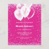 Verjaardagsfeestje meisje roze ballon budget uitno flyer (Voorkant)