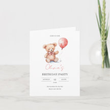 Verjaardagsfeestje met aquarel teddybeer 