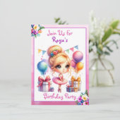 Verjaardagsfeestje met balletthema kaart (Staand voorkant)