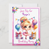Verjaardagsfeestje met balletthema kaart (Voorkant)