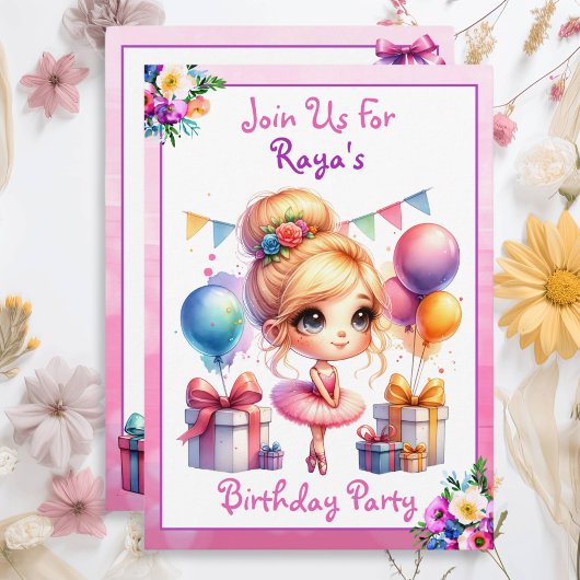 Verjaardagsfeestje met balletthema kaart