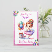Verjaardagsfeestje met balletthema kaart (Staand voorkant)
