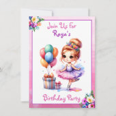 Verjaardagsfeestje met balletthema kaart (Voorkant)