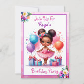 Verjaardagsfeestje met balletthema kaart (Voorkant)