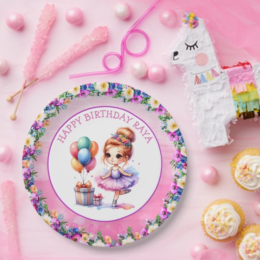 Verjaardagsfeestje met balletthema papieren bordje (Feest)