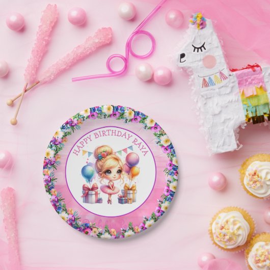 Verjaardagsfeestje met balletthema papieren bordje (Feest)