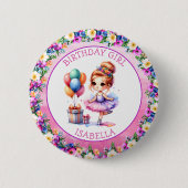 Verjaardagsfeestje met balletthema ronde button 5,7 cm (Voorkant)
