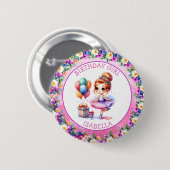 Verjaardagsfeestje met balletthema ronde button 5,7 cm (Voorkant /achterkant)