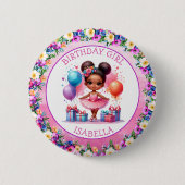 Verjaardagsfeestje met balletthema ronde button 5,7 cm (Voorkant)