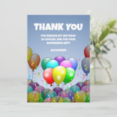 Verjaardagsfeestje met ballonnen bedankkaart (Staand voorkant)