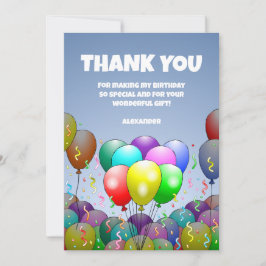 Verjaardagsfeestje met ballonnen bedankkaart