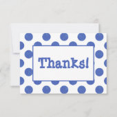 Verjaardagsfeestje met blauwe stippen bedankkaart (Voorkant)
