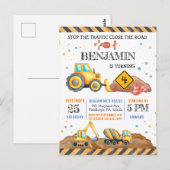 Verjaardagsfeestje met bouwvoertuigen voor een leu briefkaart (Voorkant / Achterkant)