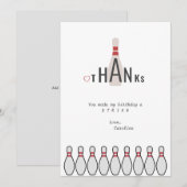 Verjaardagsfeestje met bowlen in moderne eenvoudig bedankkaart (Voorkant / Achterkant)