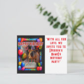 Verjaardagsfeestje met capybara nieuw en interessa briefkaart (Staand voorkant)