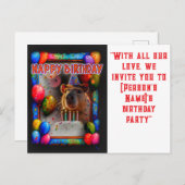 Verjaardagsfeestje met capybara nieuw en interessa briefkaart (Voorkant / Achterkant)