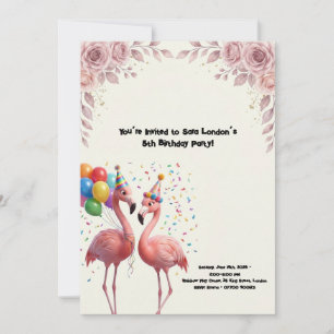 Verjaardagsfeestje met Cute Flamingo Kaart